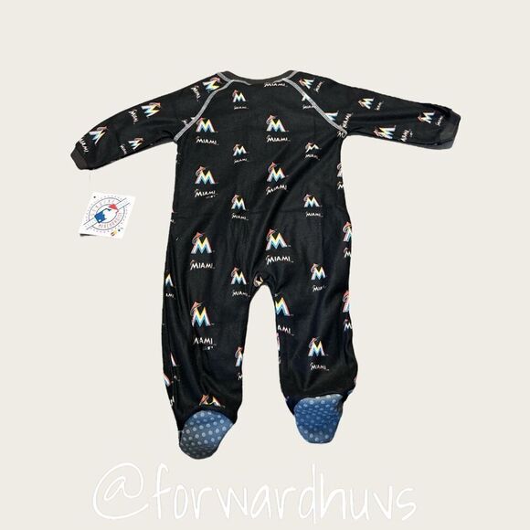 MLB Genuine Miami Marlins Infant 3/6 Month Pajama Sleeper One Piece NWT - Picture 3 of 7